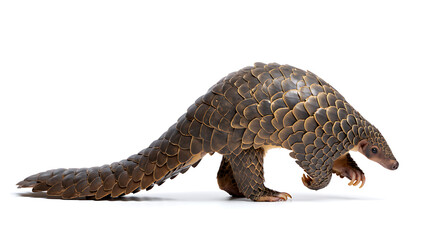 pangolin standing on four legs side view