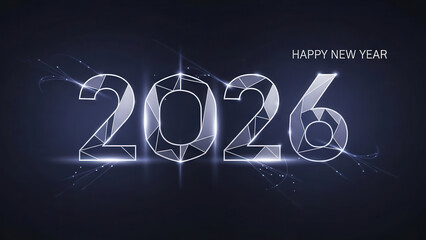 2026 constructed from geometric light shapes minimal design