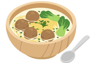 vector illustration of a bowl of vegetable soup