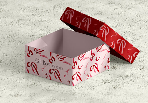 Open Square Gift Box Packaging Mockup