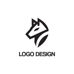 wolf head logo design template