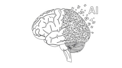 Human brain with digital transformation, representing artificial intelligence evolution process