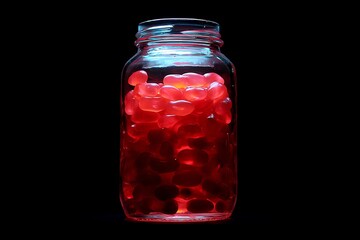 a jelly bean in glass jar