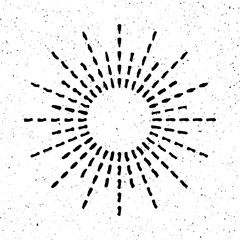 Fototapeta premium Vintage sunburst, sunset beams. Boho style, modern minimalist bohemian design. Hand drawn bursting sun, light rays. Logotype or lettering design element in retro style. Vector illustration