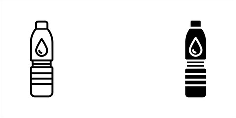 Water bottle icons set in solid black and stroke line style Vector illustration, eps10.