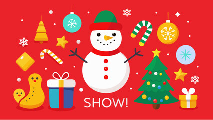 christmas greeting card with snowman