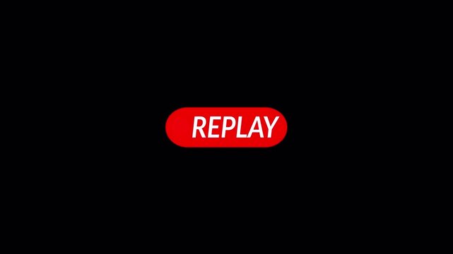 Replay button icon animation on transparent background, Replay icon sign Animation video for Live Streamers and broadcasting with alpha channel in 4k.