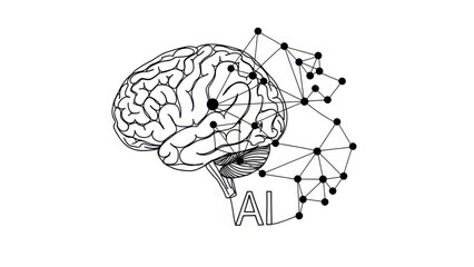 Neurological networks intertwined with artificial intelligence and digital data flow