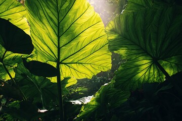 green leaves in sunlight