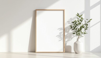 Minimal Vertical Frame Mockup on Neutral Wall
