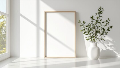 Interior Wall Frame Mockup with Natural Light
