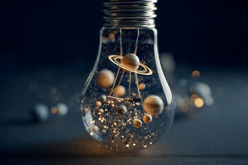 light bulbs with tiny objects