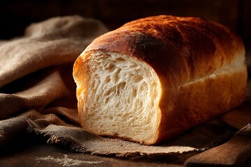 fresh bread on wooden table