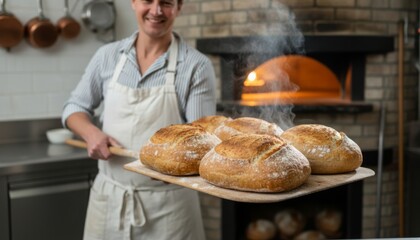 Baking fresh artisan bread local bakery kitchen photography warm and inviting atmosphere close-up culinary craft