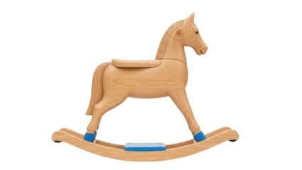 Isolated wood rocking horse toy, traditional child's plaything for a nursery, childhood fun