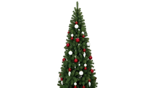Isolated Christmas tree with decorations is ready for happy holiday celebrations season