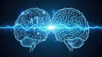 Digital Brain Connection Representing Artificial Intelligence and Neural Network Synergy