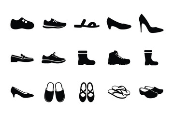Footwear icon pack, Shoes, Boots, Sandals and heels silhouettes
