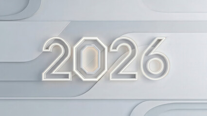 Clean abstract wall with embedded glowing 2026 architecture