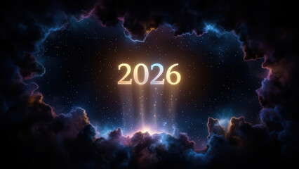 2026 rising upward in dark abstract environment future theme