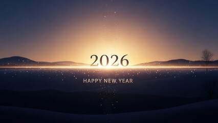 Dark to bright gradient scene with glowing 2026 centered
