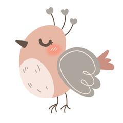 Cute litgle bird illustration for kid nursery decor or baby shower clipart