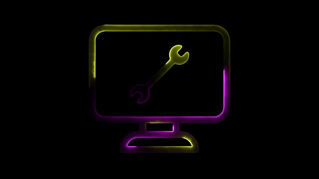Computer monitor icon with wrench inside, representing repair and it support - Powered by Adobe