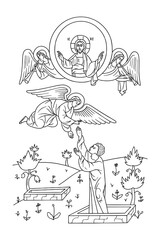 Fototapeta premium The Nicene Creed. Coloring page. Part 11 