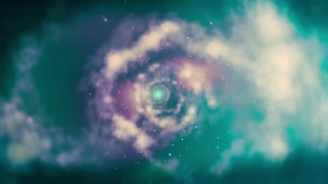 Abstract swirling cosmic vortex with glowing nebula colors
