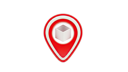 Delivery Location Pin with Box Icon on White Background