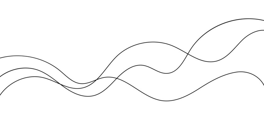 Abstract wavy line pattern in black and white. Curved doodle chaotic vector illustration