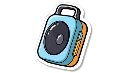 Vibrant illustration of a retro boombox with a black speaker on a white background