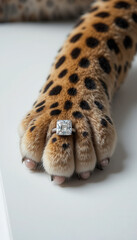 Whimsical Animal Paw Holding Expensive Diamond Ring