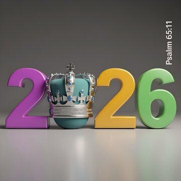  new year 2026 3d image on black background with Bible verse psalm:65:11 generated with AI