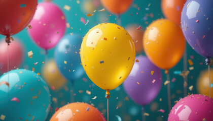 Uplifting Scene of Party Balloons and Confetti