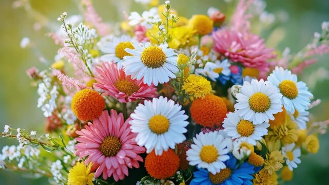 A vibrant collection of spring flowers in a clear vase, celebrating nature's beauty.