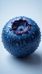 Detailed View of Dark Blue Blueberry with Frosty Bloom