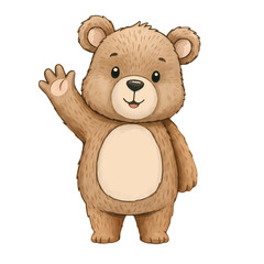 A cute fluffy brown teddy bear stuffed toy isolated on a white background is a fun illustration of childhood love