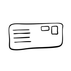 Paper envelope design. Paper mail simple outline illustration. Doodle-style