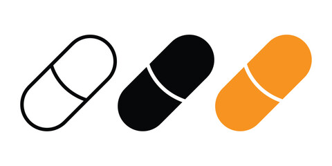 Medical pills and drugs symbol collection. Medication and supplement icons