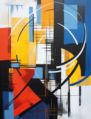 Abstract Geometric Color Composition with Dynamic Diagonal Lines