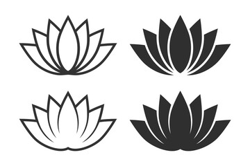 Lotus flower graphic icons set. Abstract signs isolated on white background. Vector illustration