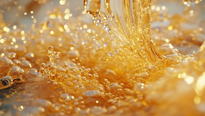 Abstract background of liquid gold, 3D rendering, high resolution