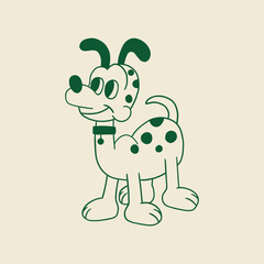 dog retro cartoon character children illustration