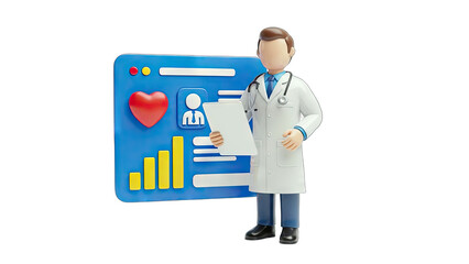 Doctor Examining Medical Data on Screen - Healthcare Concept