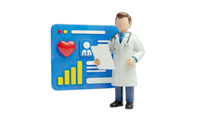 Doctor Examining Medical Data on Screen - Healthcare Concept