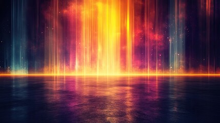Abstract background with colorful vertical lines and light rays