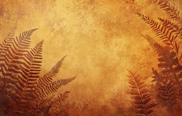 Abstract background with ferns and swirls, warm autumn tones
