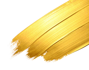 Golden brushstroke with textured metallic shine against black