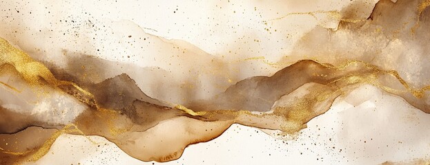 Abstract background with golden and brown watercolor texture